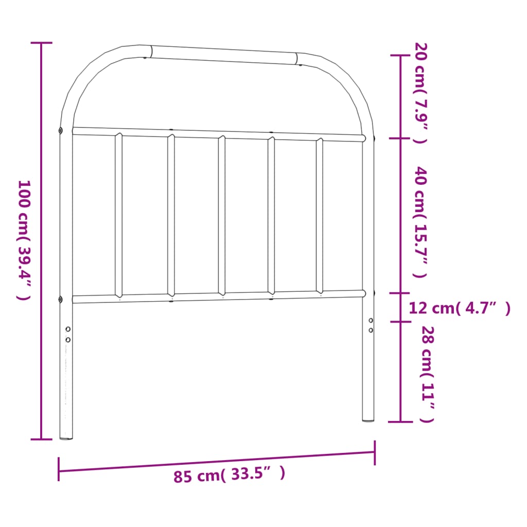 Hoofdbord metaal 160 cm