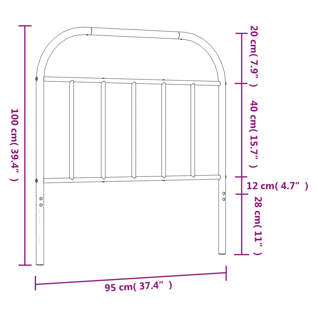 Hoofdbord metaal 193 cm