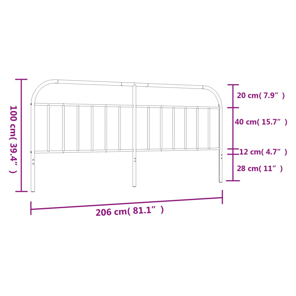 Hoofdbord metaal 160 cm