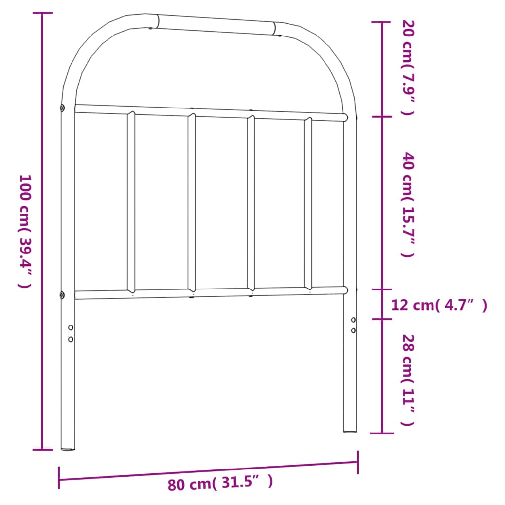 Hoofdbord metaal 193 cm