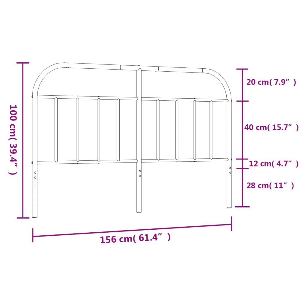 Hoofdbord metaal 160 cm