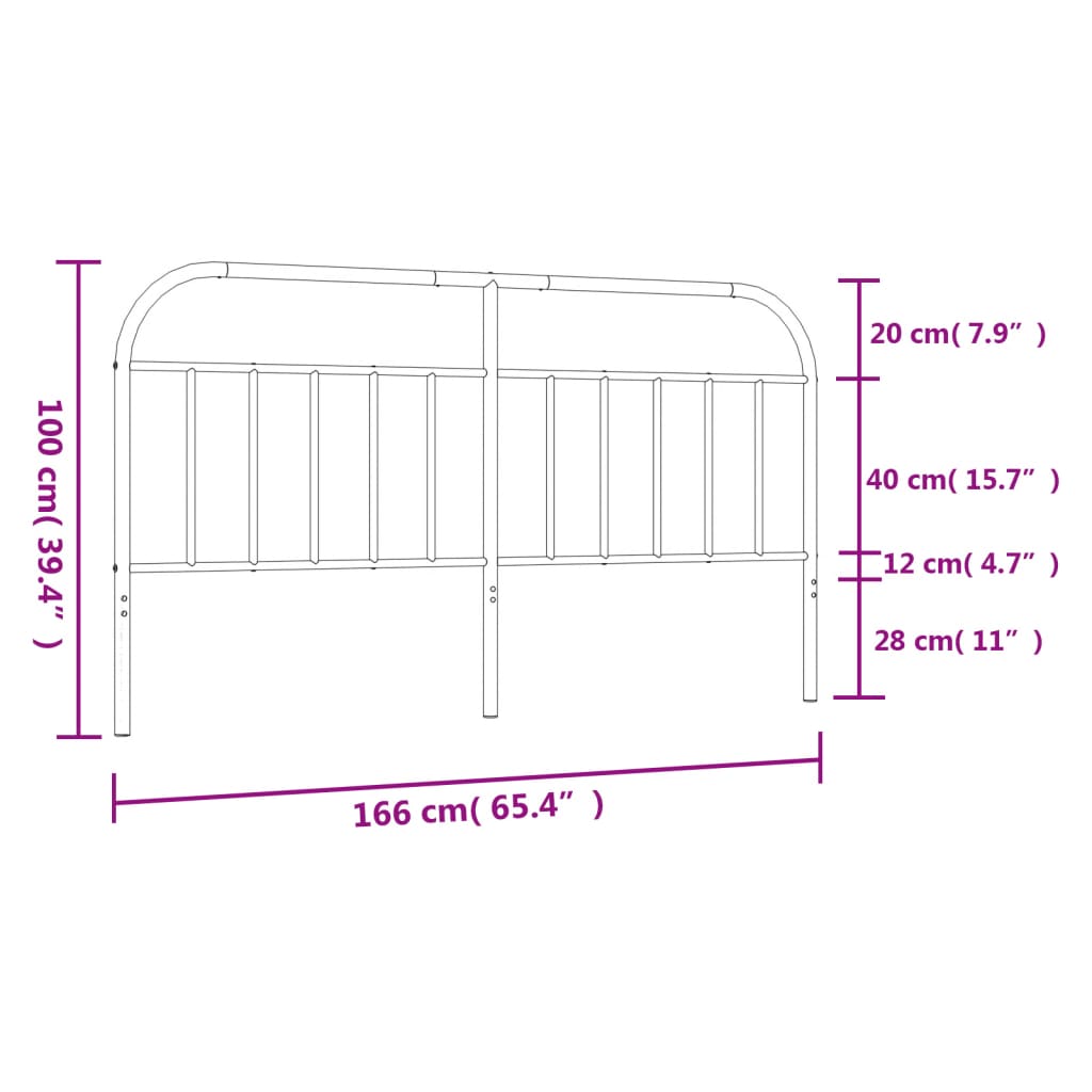 Hoofdbord metaal 160 cm