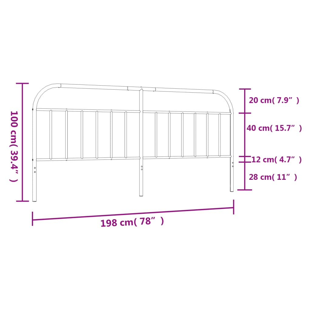 Hoofdbord metaal 160 cm