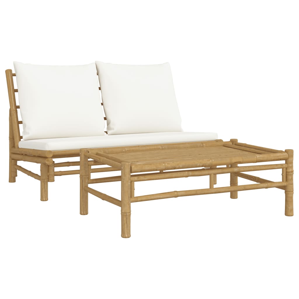 Banc de jardin avec coussins en bambou gris foncé