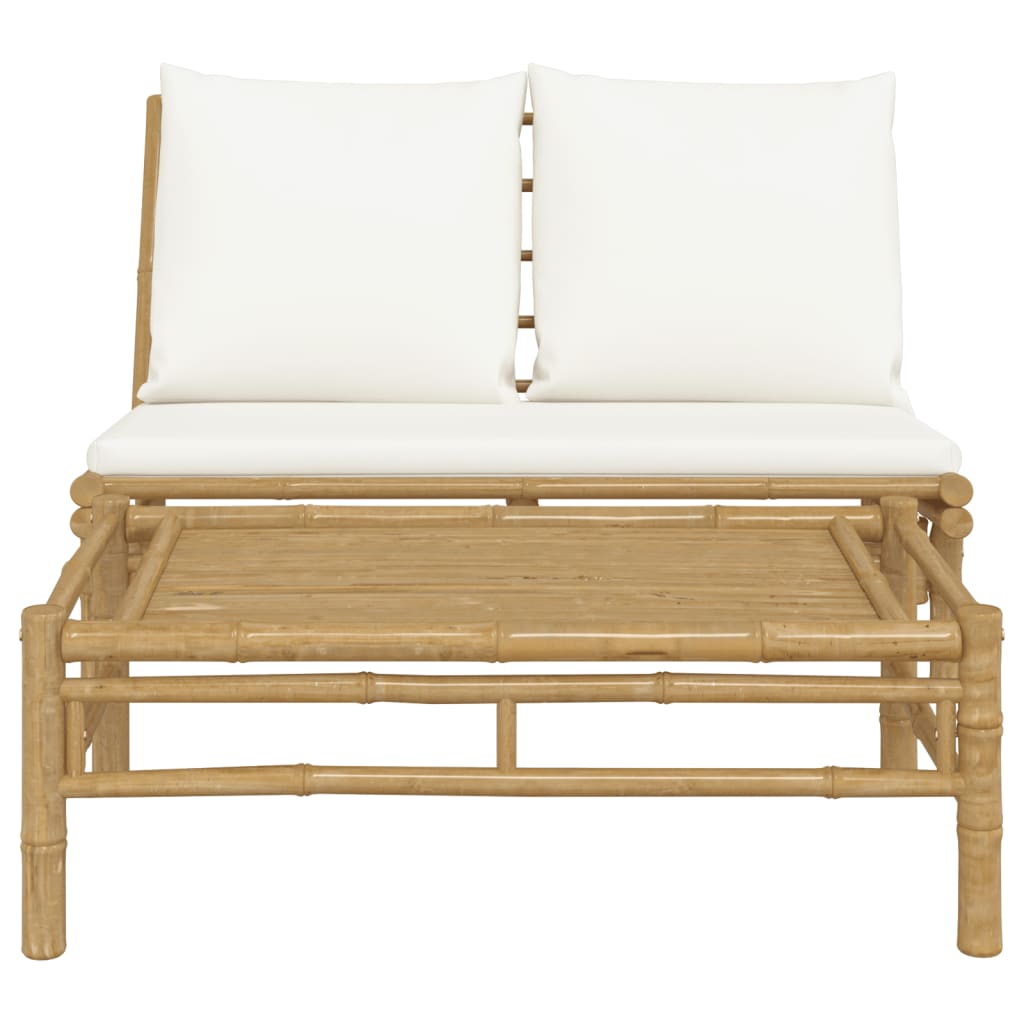 Banc de jardin avec coussins en bambou gris foncé