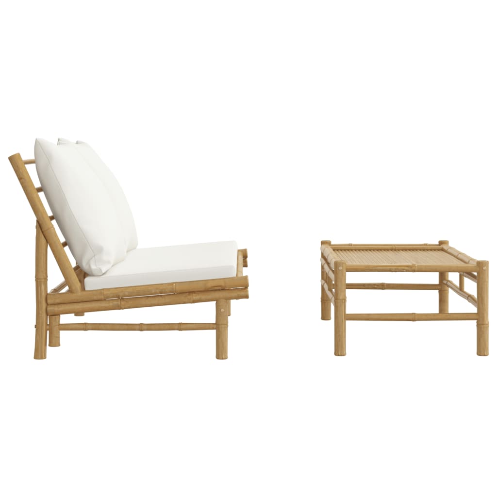 Banc de jardin avec coussins en bambou gris foncé