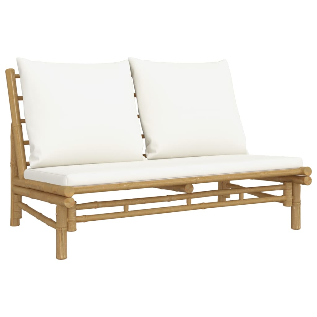 Banc de jardin avec coussins en bambou gris foncé