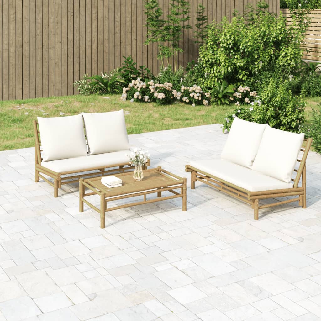 Banc de jardin avec coussins en bambou gris foncé