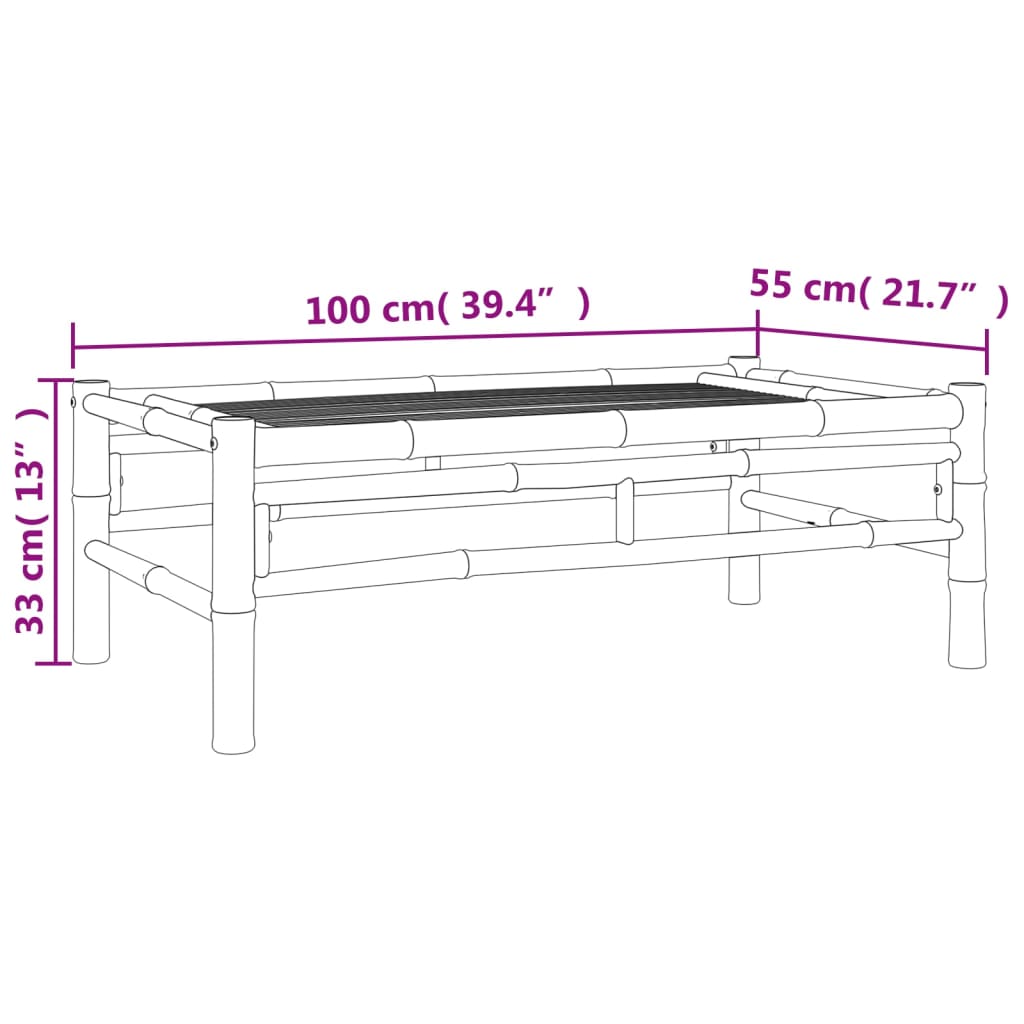 Banc de jardin avec coussins en bambou gris foncé