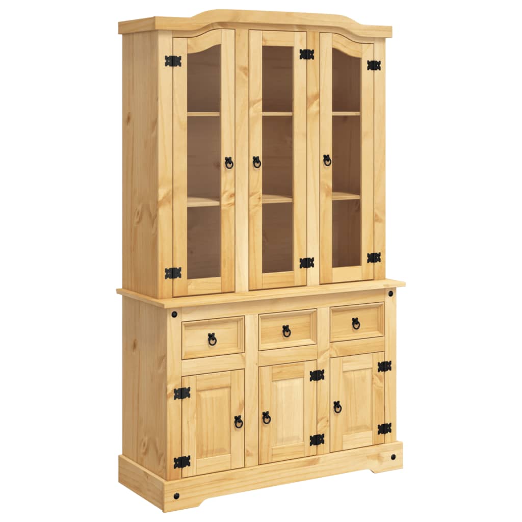 Armoire haute Corona 112x43x196 cm en bois de pin mexicain massif