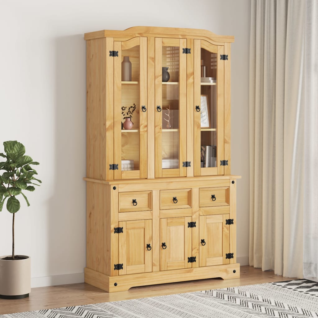 Armoire haute Corona 112x43x196 cm en bois de pin mexicain massif