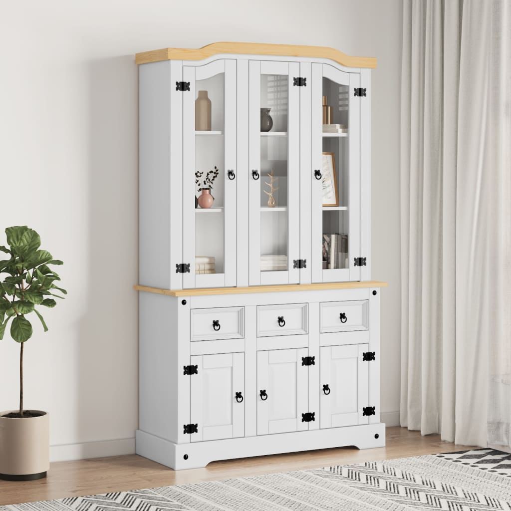 Armoire haute Corona 112x43x196 cm en bois de pin mexicain massif