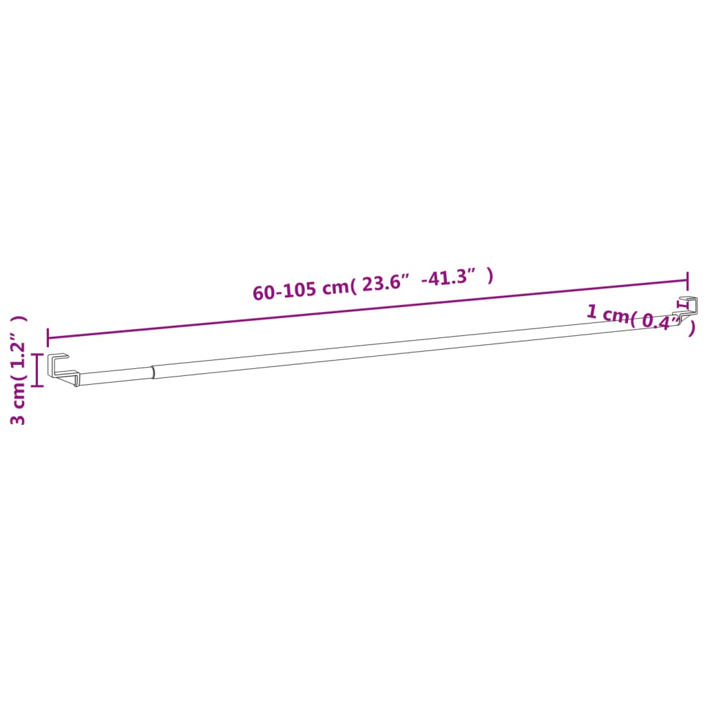 Gordijnrails 2 st 90-130 cm aluminium wit en zilverkleurig