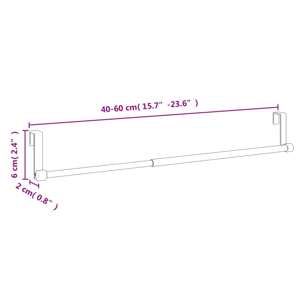 Tringles à rideaux 2 pcs 60-105 cm aluminium blanc et argent