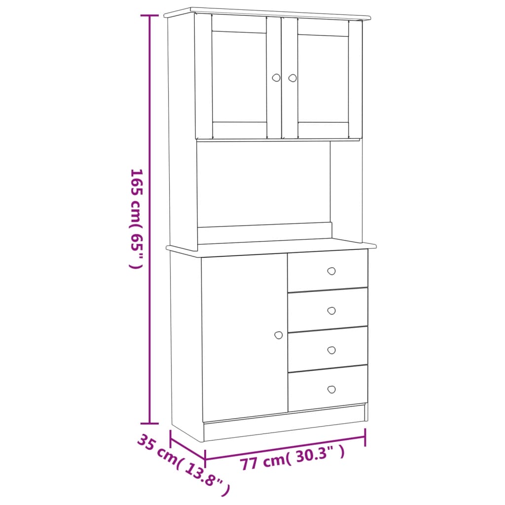 Armoire haute ALTA 77x35x165 cm en bois de pin massif