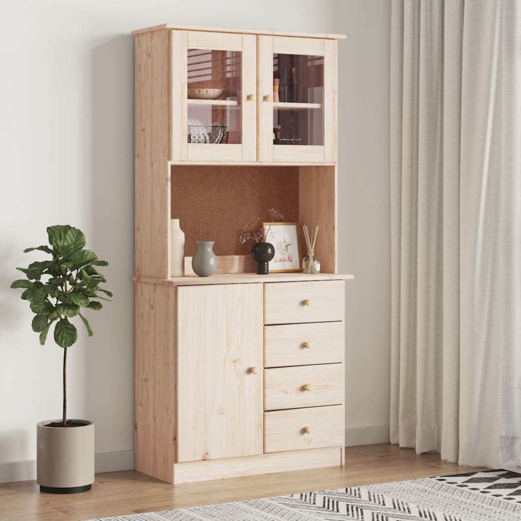 Armoire haute ALTA 77x35x165 cm en bois de pin massif