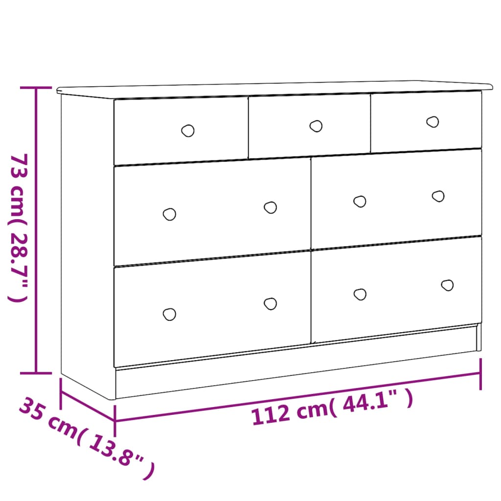 Ladekast ALTA 112x35x73 cm massief grenenhout