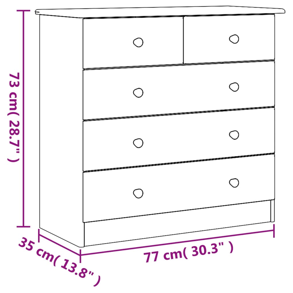 Commode ALTA 77x35x73 cm en bois de pin massif