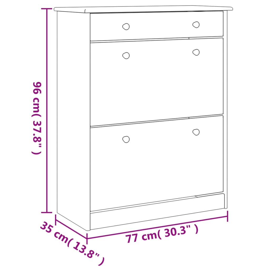 Meuble à chaussures ALTA 77x35x96 cm en bois de pin massif