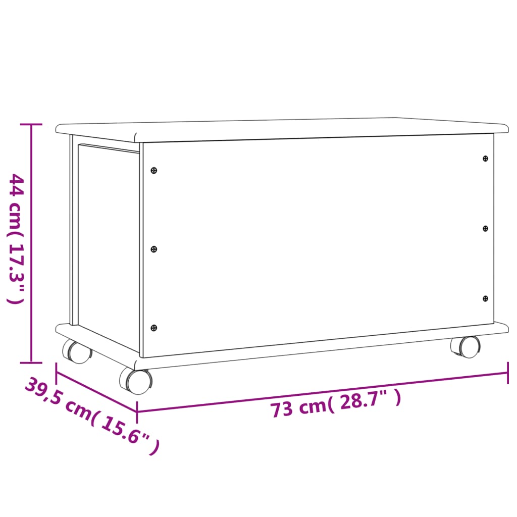 Boîte de rangement à roulettes ALTA 73x39,5x44 cm en bois de pin massif