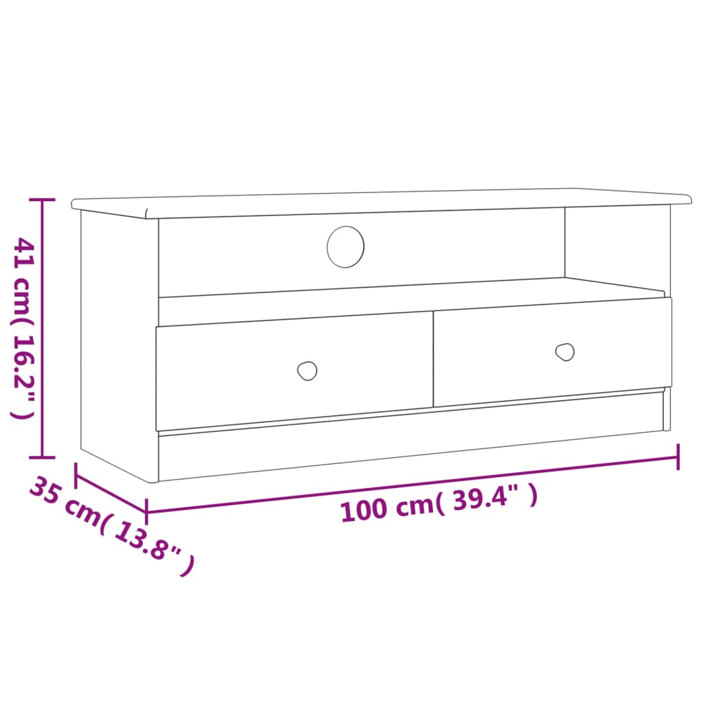 Meuble TV avec tiroirs ALTA 100x35x41 cm en bois de pin massif