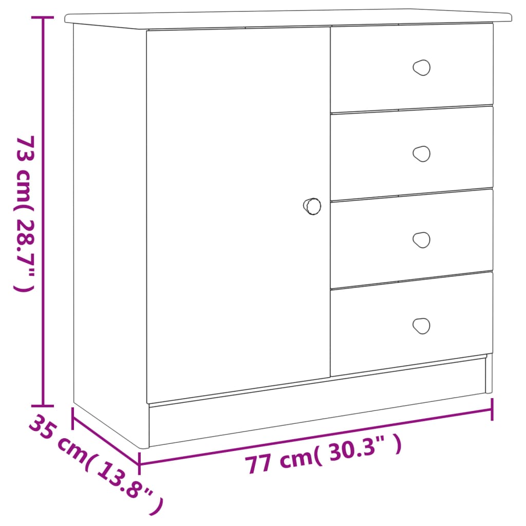 Buffet ALTA 77x35x73 cm en bois de pin massif