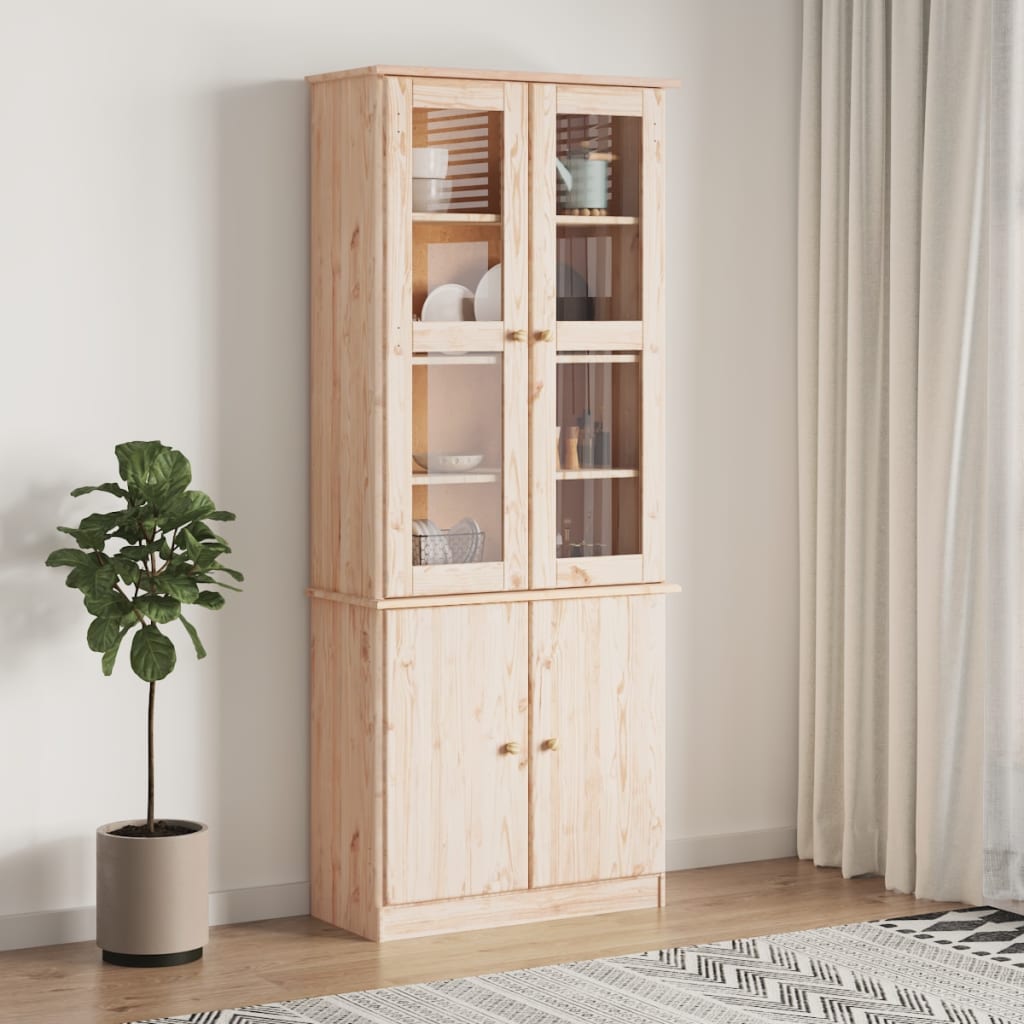 Vitrine ALTA 77x35x186,5 cm bois de pin massif blanc