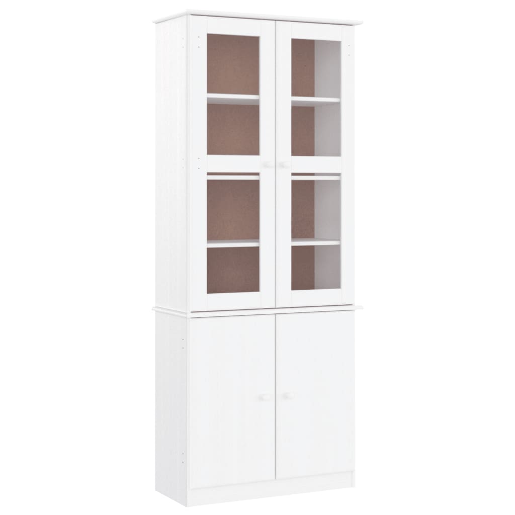 Vitrine ALTA 77x35x186,5 cm bois de pin massif blanc