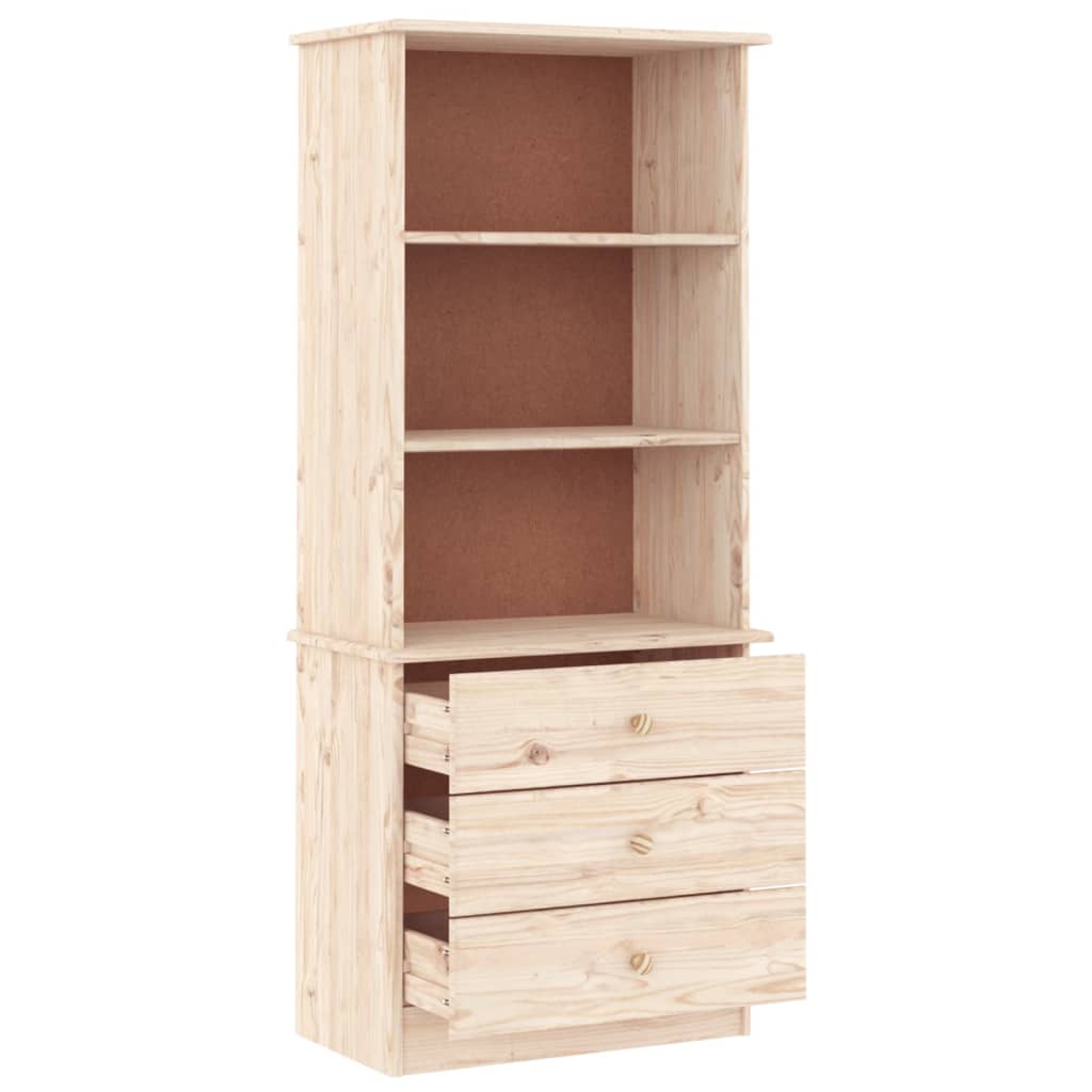 Boekenkast met lades ALTA 60x35x142 cm massief grenenhout