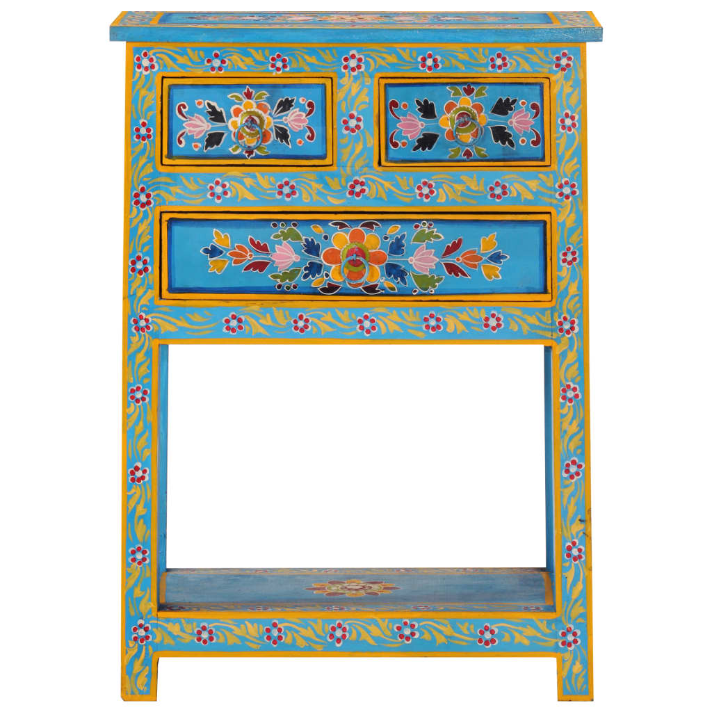 Buffet 55x30x76 cm en bois de manguier massif turquoise