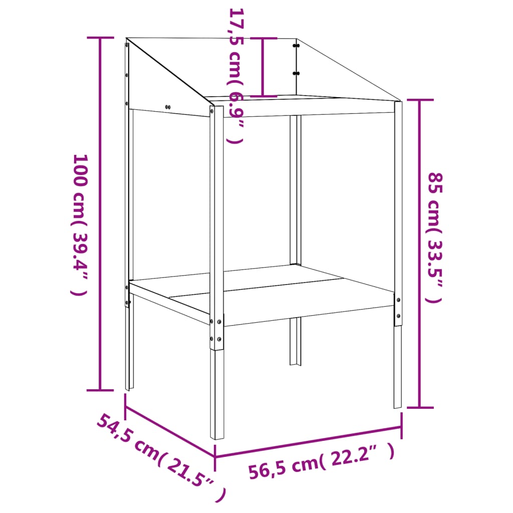 Plantenstandaard 75,5x54,5x100 cm verzinkt staal antracietkleur