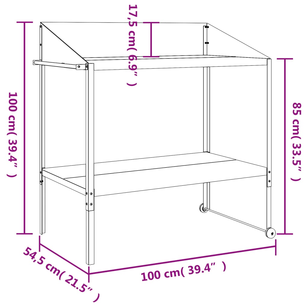 Plantenstandaard 75,5x54,5x100 cm verzinkt staal antracietkleur