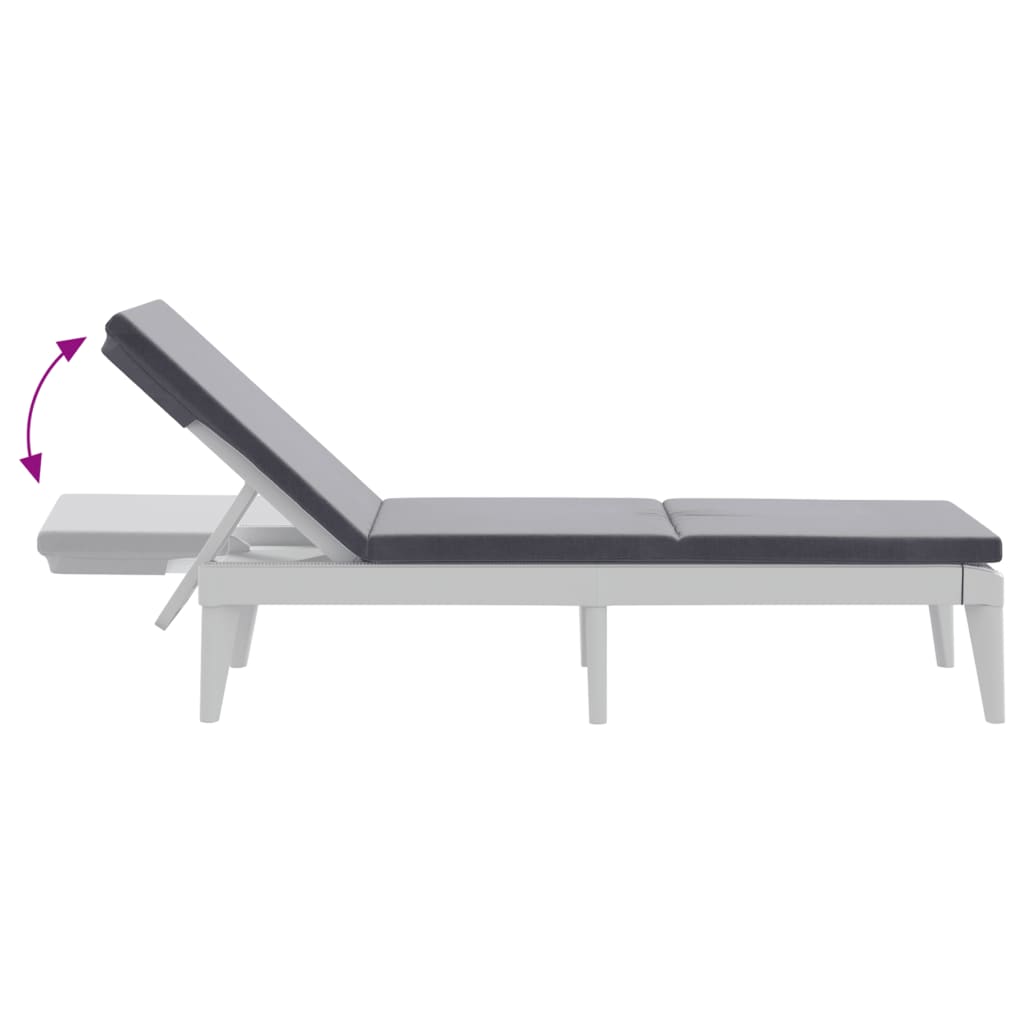 Ligbed met kussen 186x60x29 cm polypropeen antracietkleurig