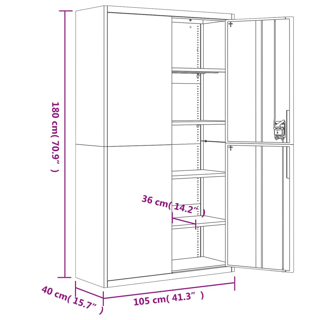 Classeur 105x40x180 cm en acier