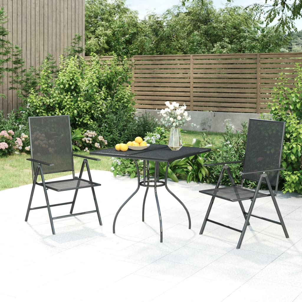 Ensemble de jardin en acier 3 pièces, anthracite