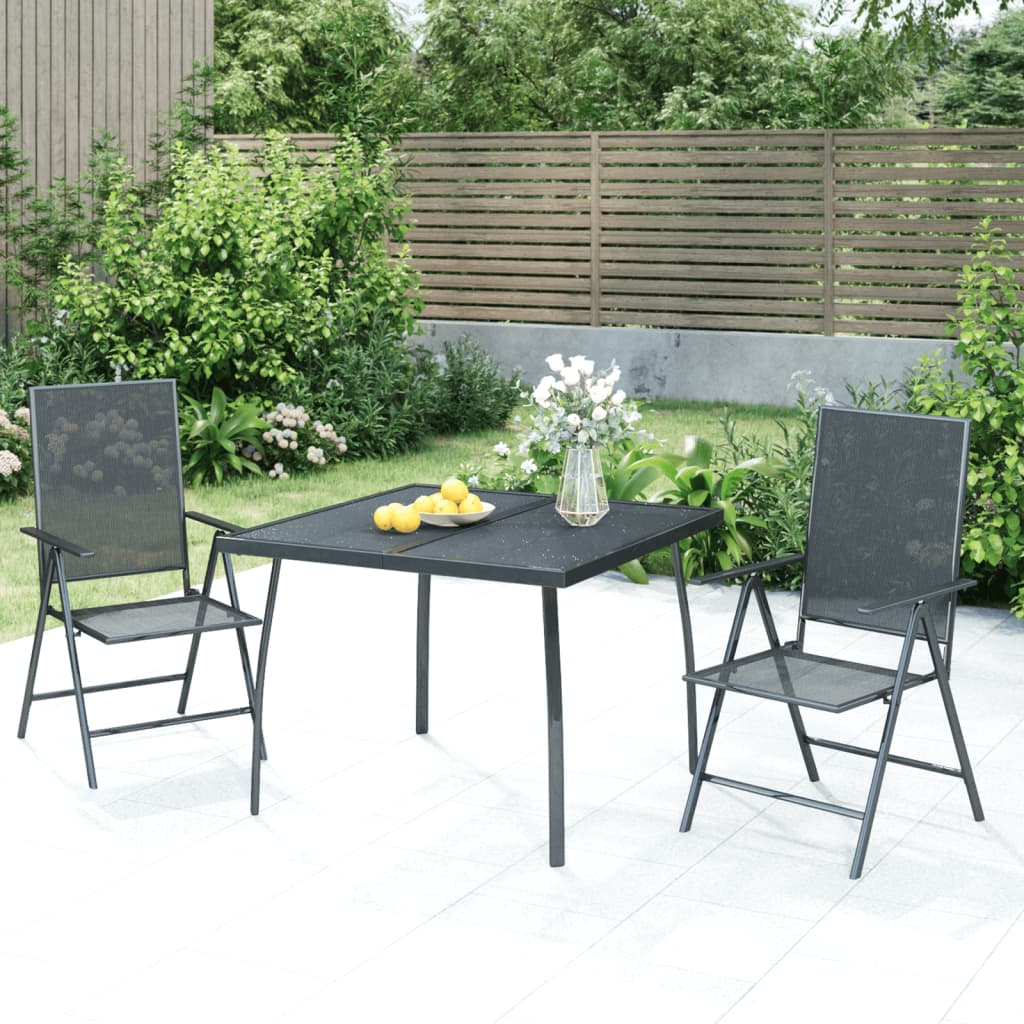 Ensemble de jardin en acier 3 pièces, anthracite