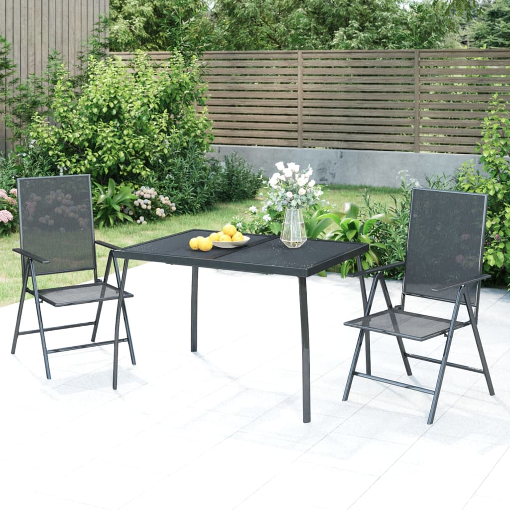 Ensemble de jardin en acier 3 pièces, anthracite