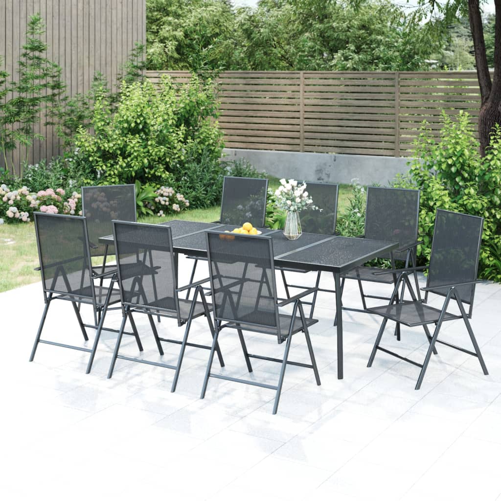 Ensemble de jardin en acier 3 pièces, anthracite