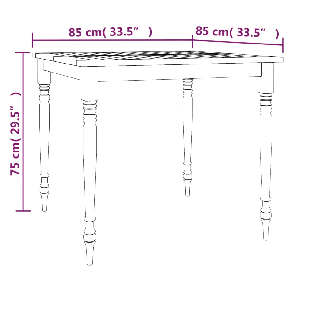 Tafel Batavia 200x100x75 cm massief teakhout