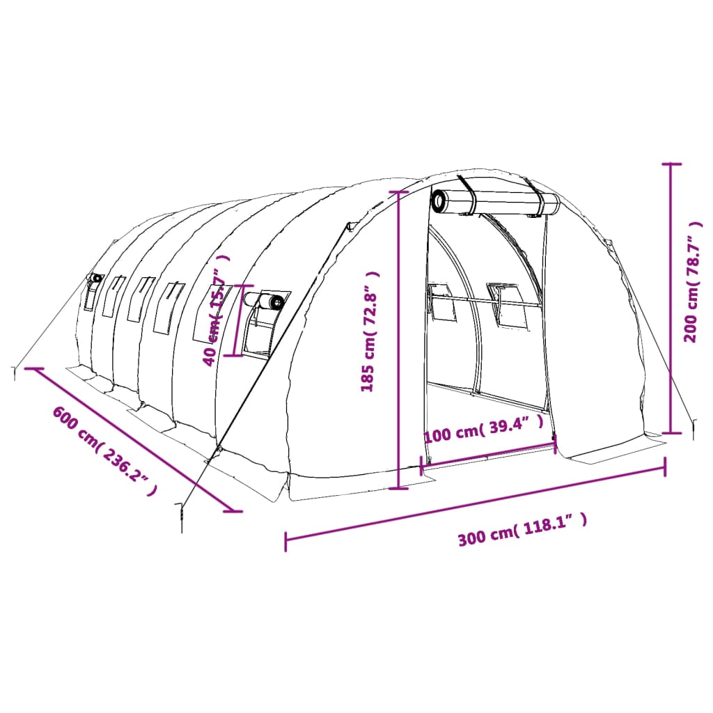 Tuinkas met stalen frame 18 m² 6x3x2 m