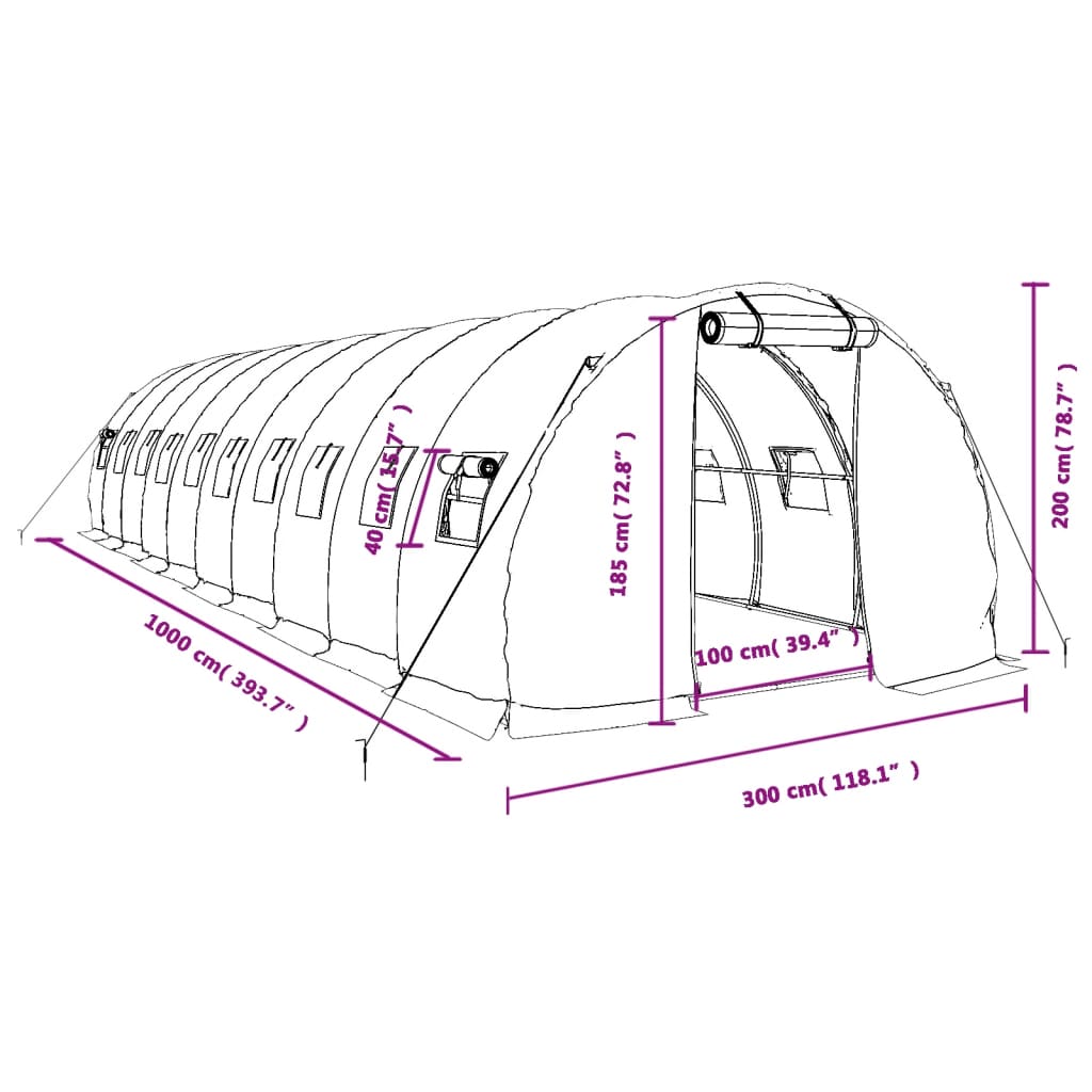 Tuinkas met stalen frame 18 m² 6x3x2 m