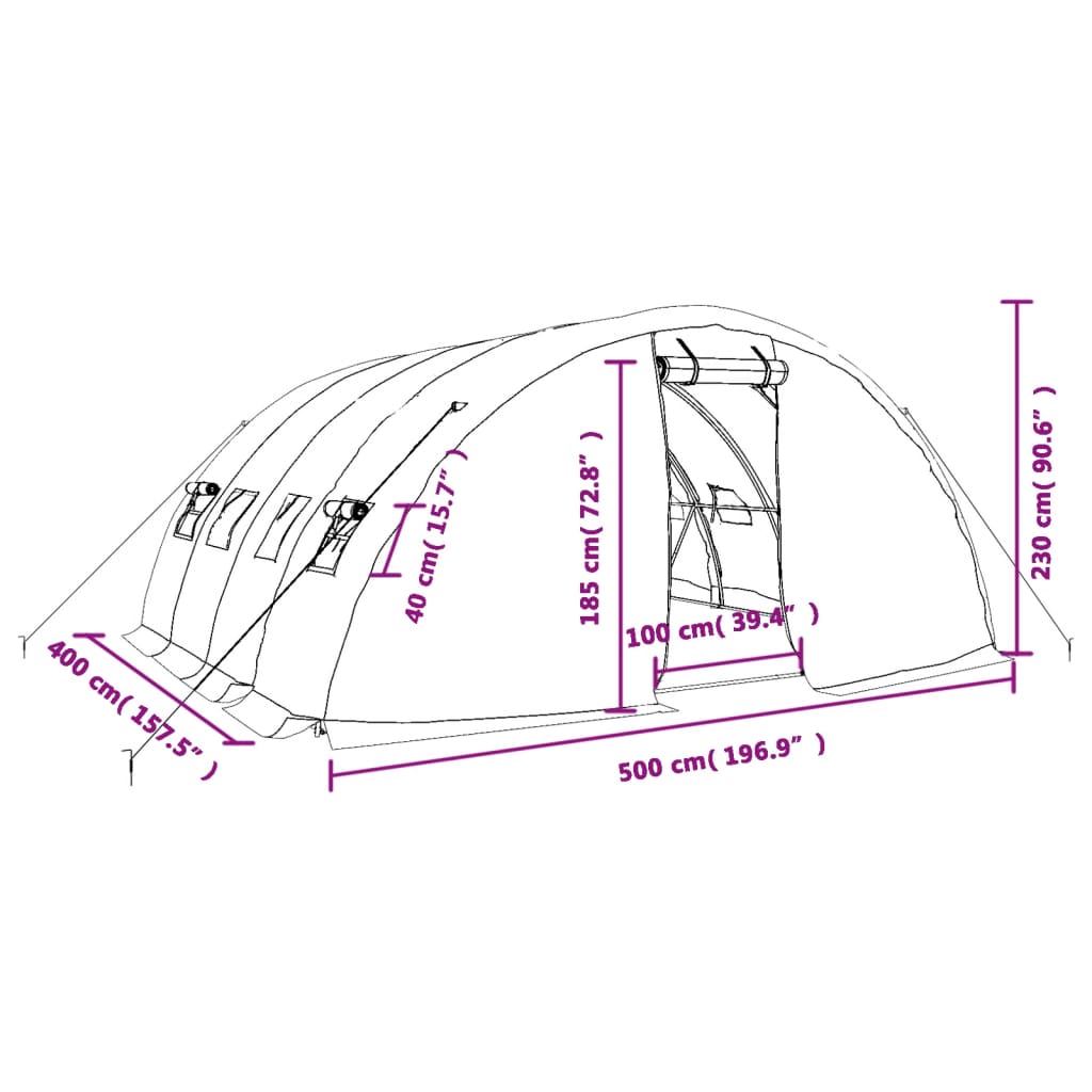 Tuinkas met stalen frame 60 m² 12x5x2,3 m