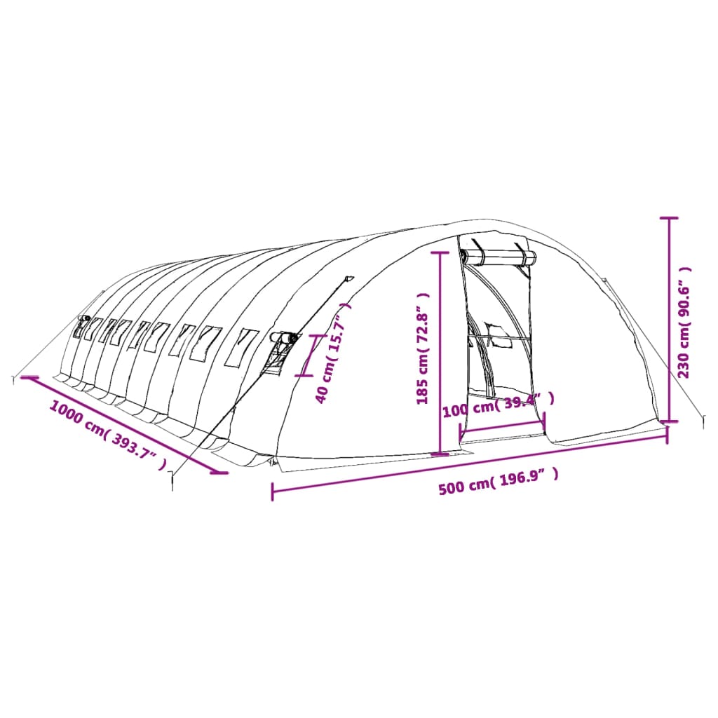 Tuinkas met stalen frame 60 m² 12x5x2,3 m