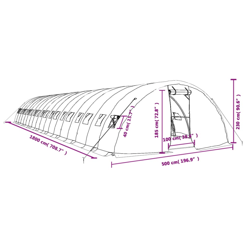 Tuinkas met stalen frame 60 m² 12x5x2,3 m