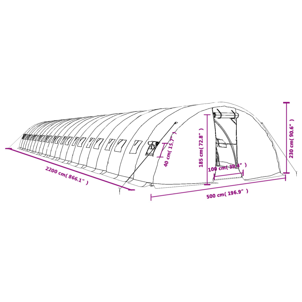 Tuinkas met stalen frame 60 m² 12x5x2,3 m