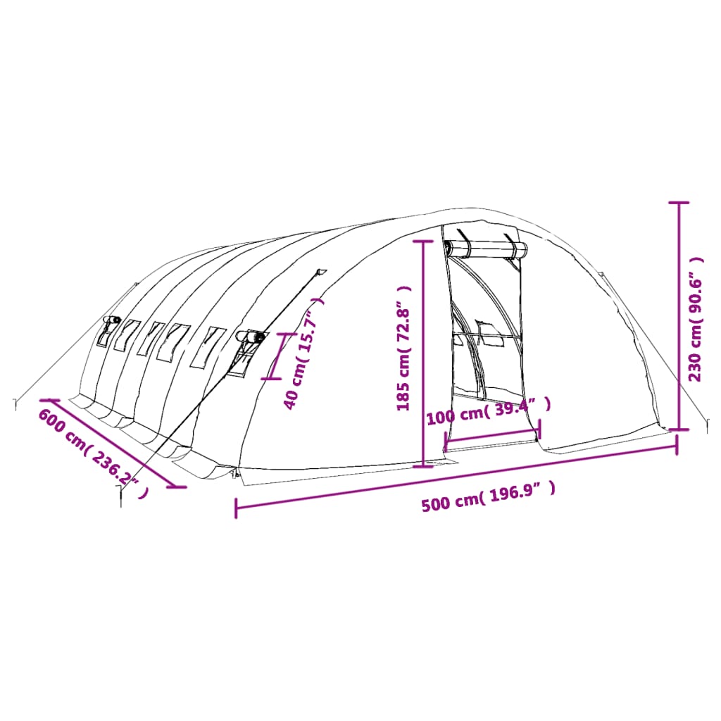 Tuinkas met stalen frame 30 m² 6x5x2,3 m