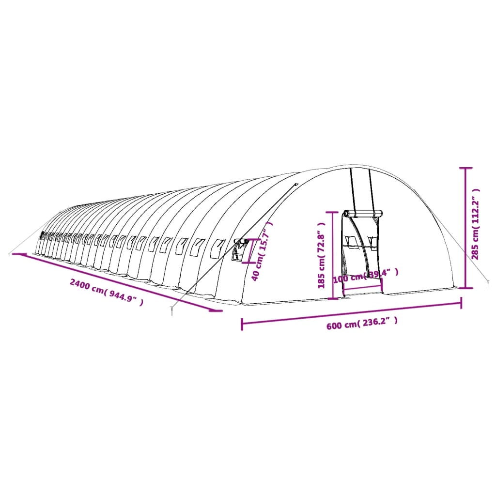 Tuinkas met stalen frame 132 m² 22x6x2,85 m