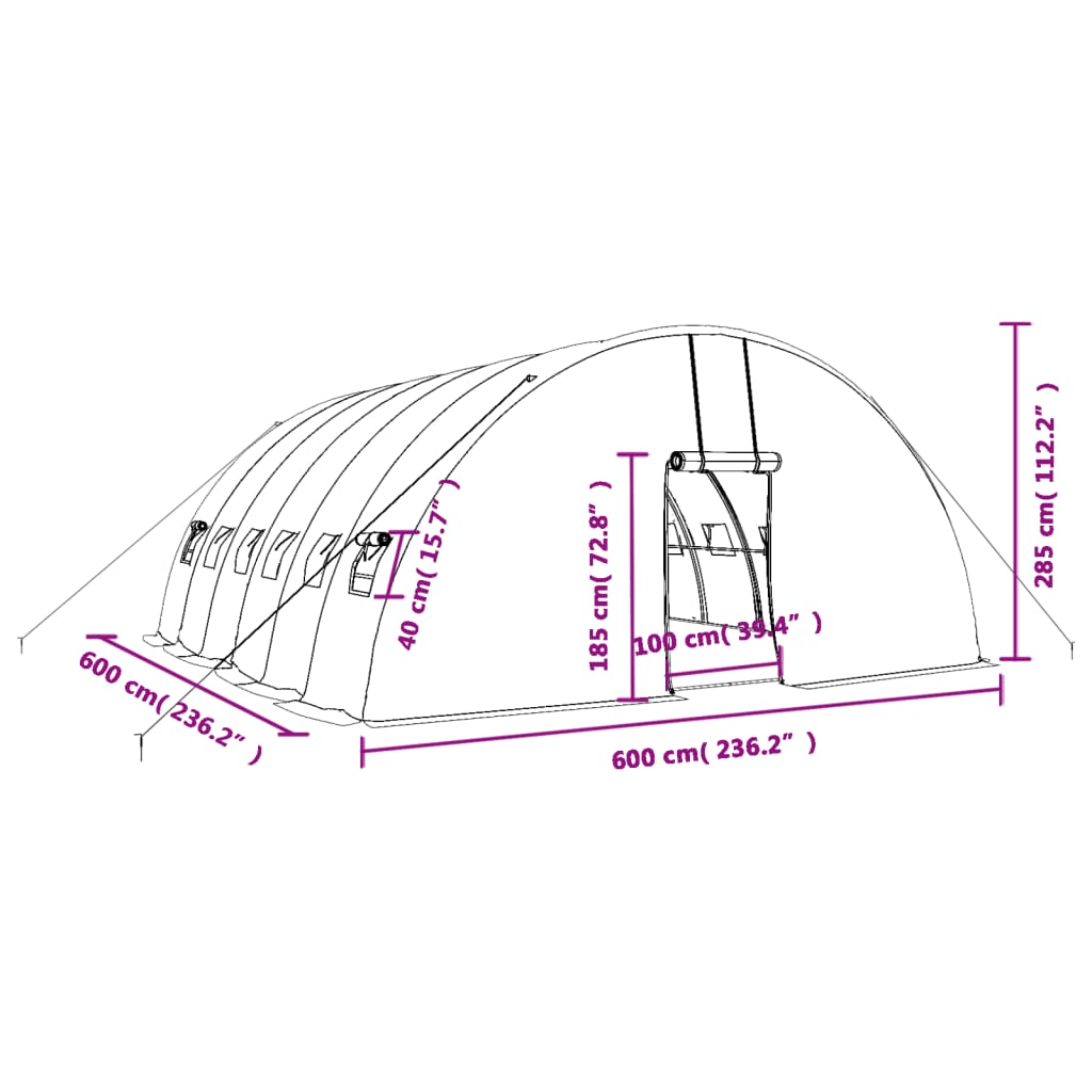 Tuinkas met stalen frame 132 m² 22x6x2,85 m