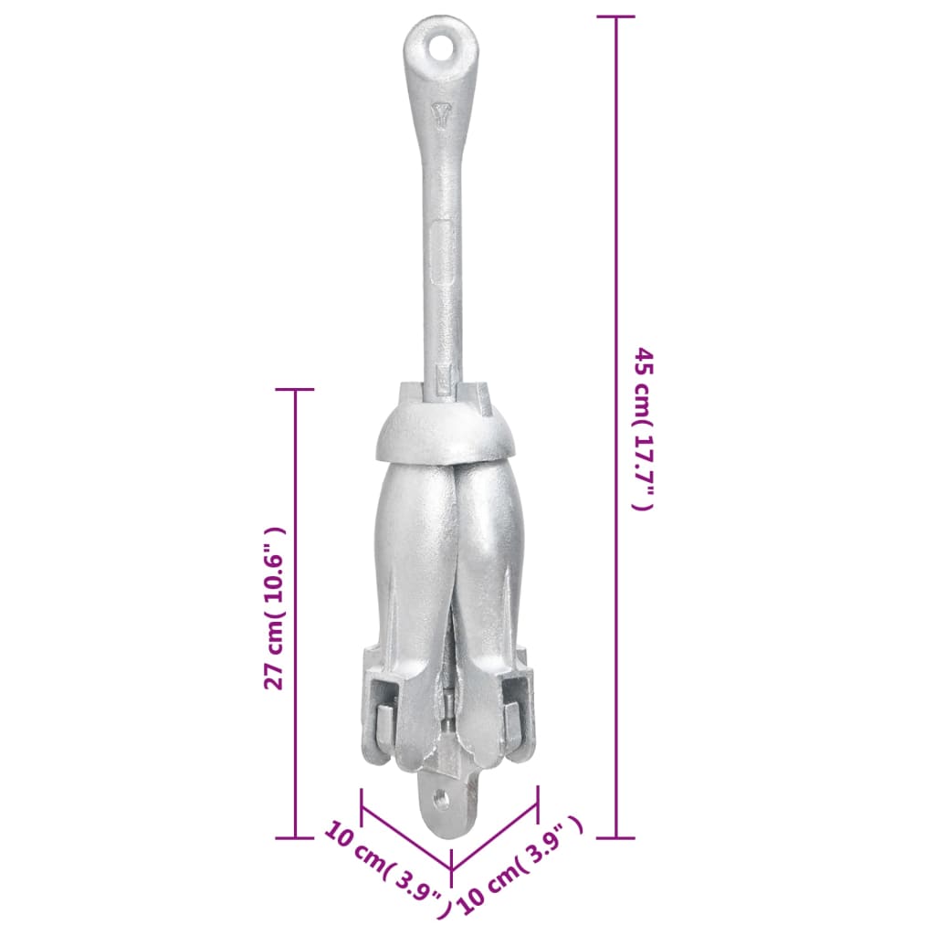 Ancre pliable 6 kg en fer forgé couleur argent