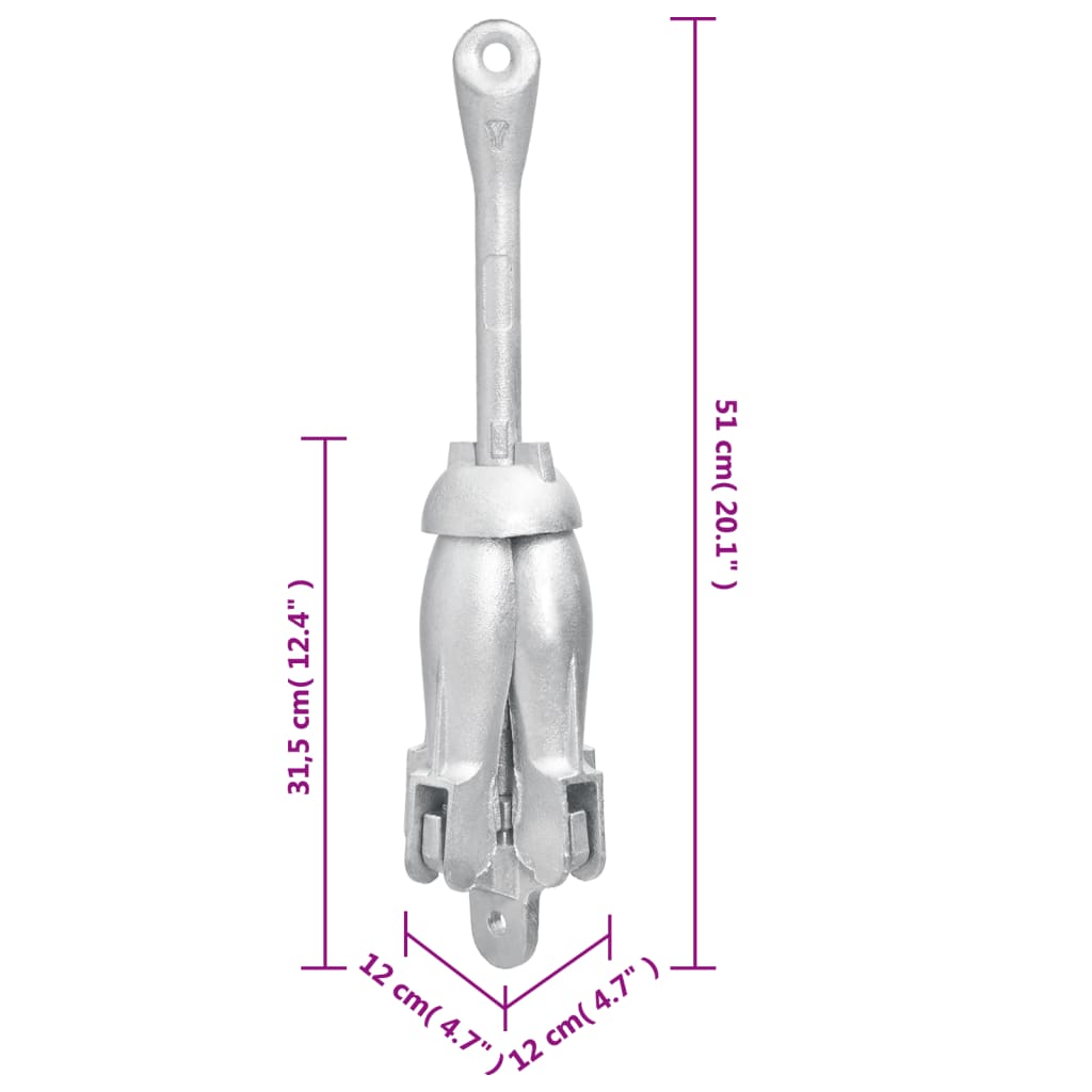 Ancre pliable 6 kg en fer forgé couleur argent